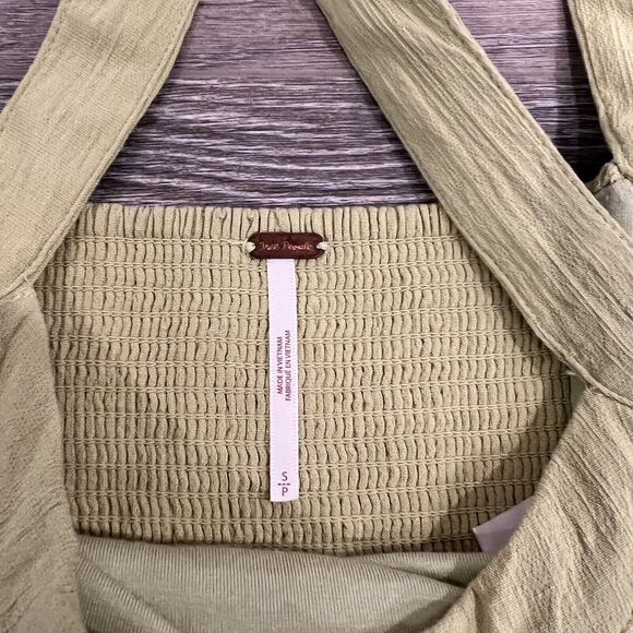 Free People Cropped Tank Top| Lime Smocked Back| Size Small - Picture 4 of 7